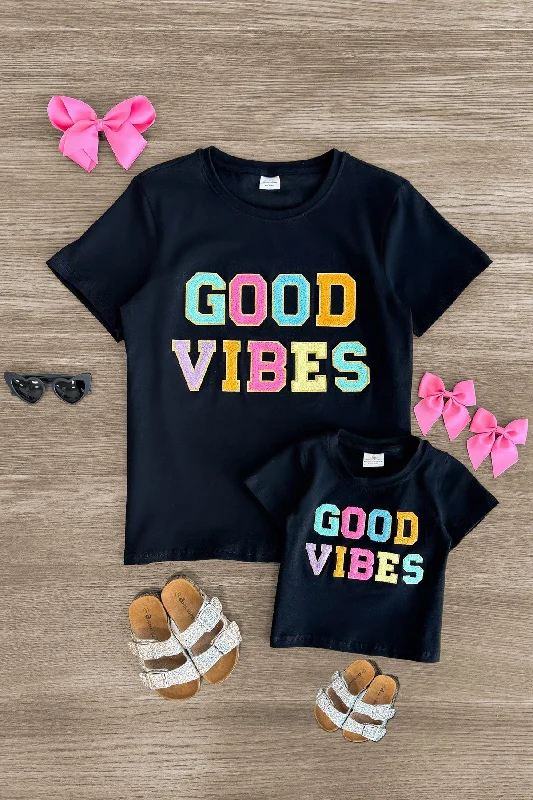 women's vacation dressesMom & Me - "Good Vibes" Rainbow Chenille Patch Top