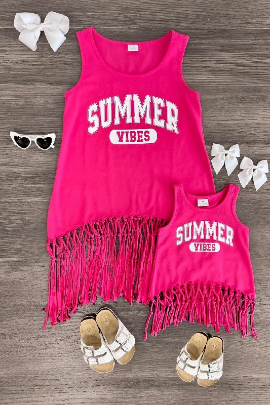 Tiered DressMom & Me - "Summer Vibes" Hot Pink Tank Top