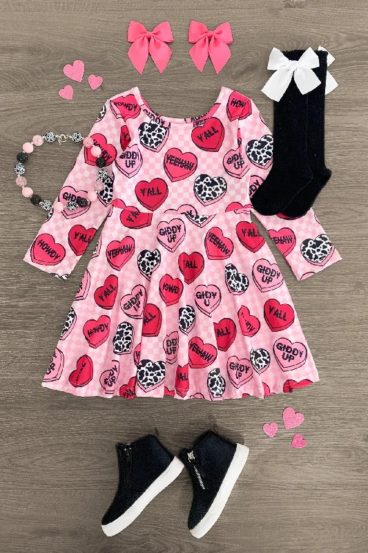 Long-Sleeve DressPink Cowgirl Candy Hearts Dress