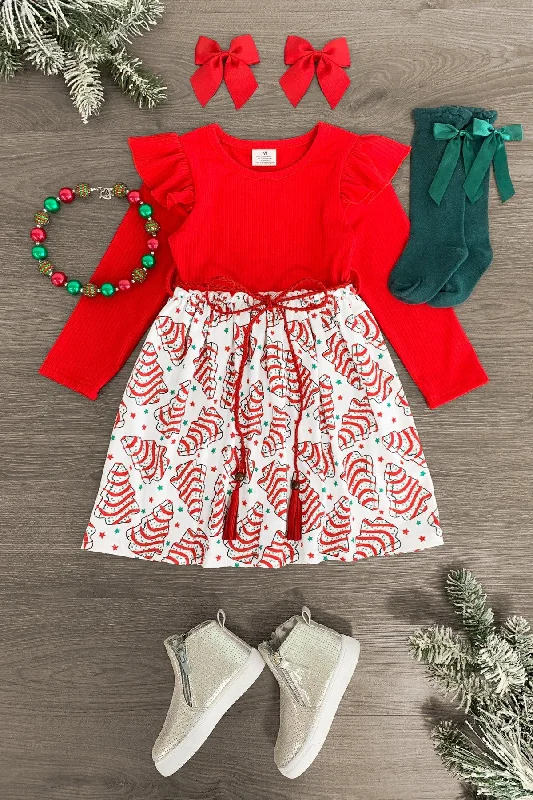 Embellished DressRed Christmas Tree Cookie Dress