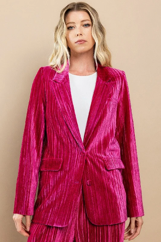 women's plus-size dressesVelvet Dreams Fuchsia Pleated Blazer