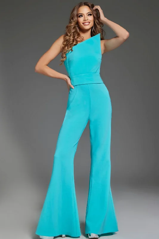 women's jumpsuits with bell sleevesJovani 43567 Long One Shoulder Formal Jumpsuit