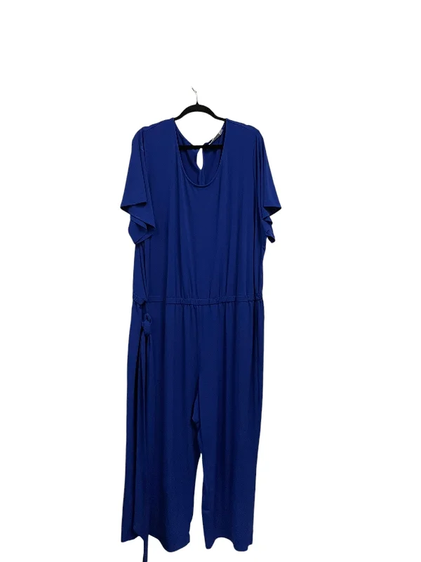 women's ankle-length jumpsuitsJumpsuit By Susan Graver In Blue, Size: 3x