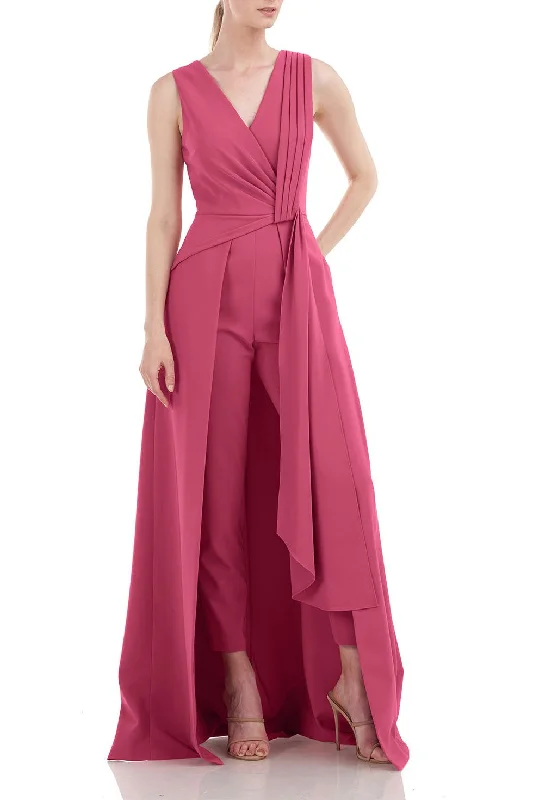 women's jumpsuits with self-ties at the waistKay Unger 5548814 Long Sleeveless Pleated Formal Jumpsuit