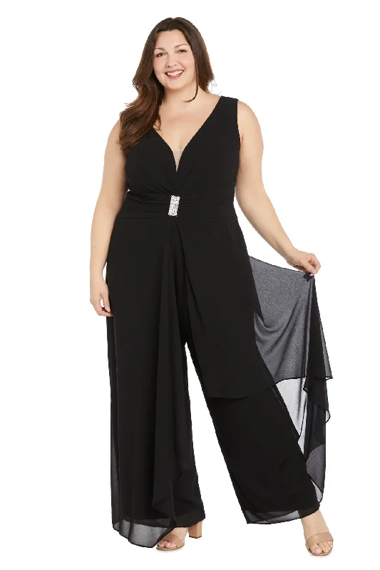 women's jumpsuits for wrinkle-resistant materialsR&M Richards 1950W Long Formal Plus Size Pant Jumpsuit