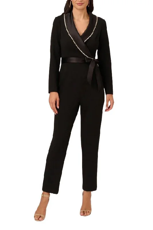 women's jumpsuits with flutter sleevesAdrianna Papell AP1E210678 Long Sleeve Formal Jumpsuit