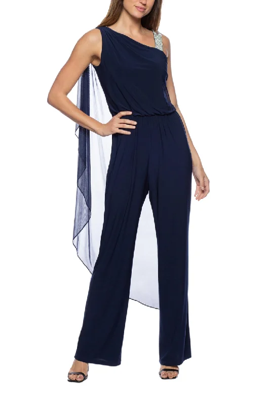 women's jumpsuits with Peter Pan collarsMarina 268281 Long Formal Cape Jumpsuit