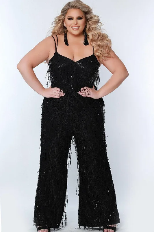 women's fitted jumpsuitsSydneys Closet SC9104 Long Spaghetti Strap Prom Jumpsuit