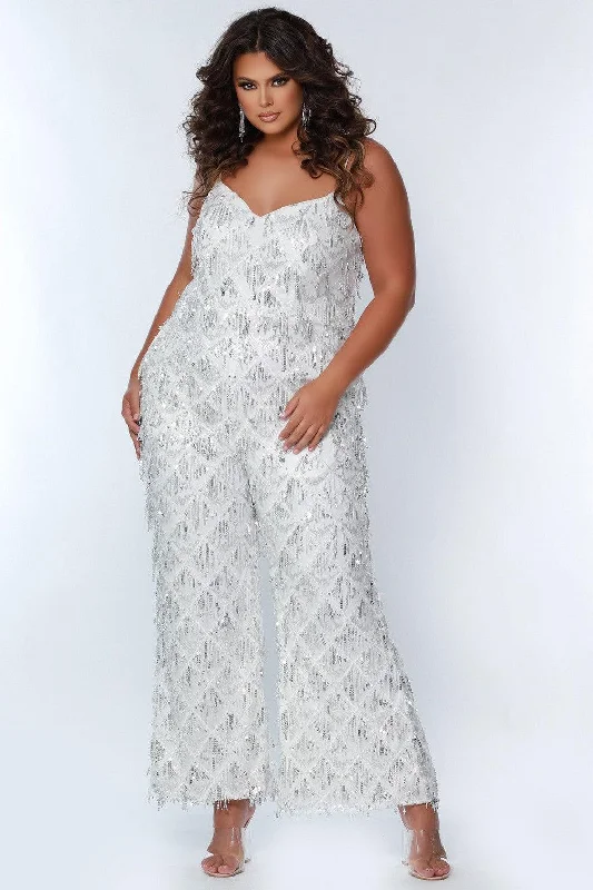 women's wide-leg jumpsuitsSydneys Closet SC9108 Long Plus Size Prom Jumpsuit