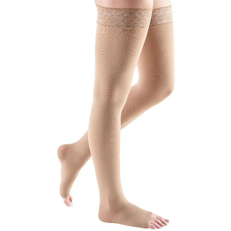 Reliable Silk Stockings BrandsMediven Comfort Thigh High 15-20 mmHg, Open Toe w/ Lace Silicone Top Band