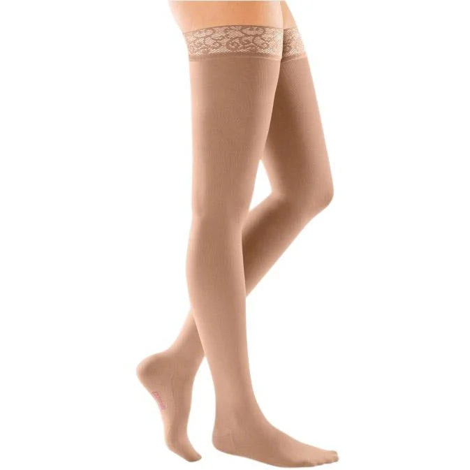 Feminine Silk Stockings AppealMediven Comfort Thigh High 20-30 mmHg w/ Lace Silicone Top Band