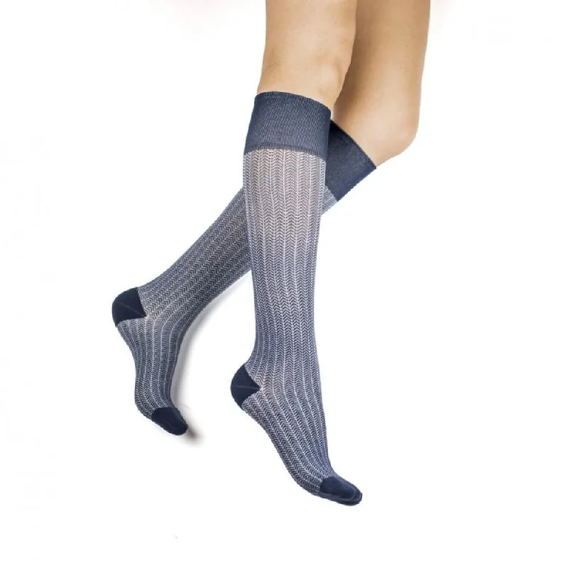 Cozy Silk Stockings for WinterRejuva® Herringbone Knee High 15-20 mmHg