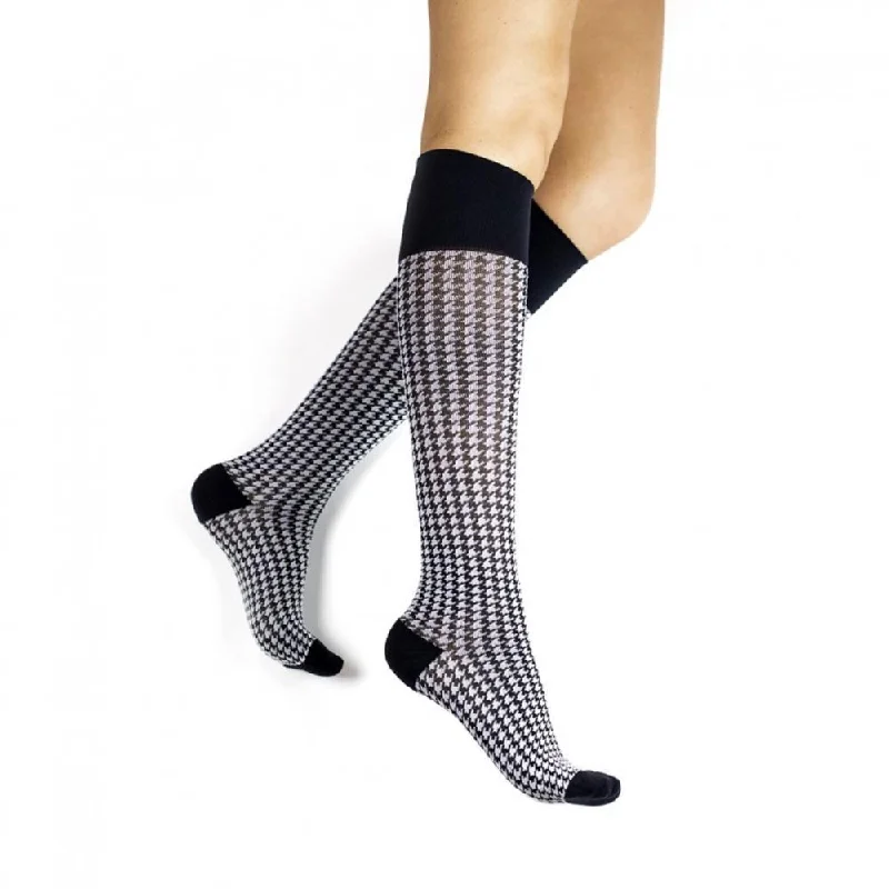 Glamour Silk Stockings for EveningsRejuva® Houndstooth Knee High 15-20 mmHg