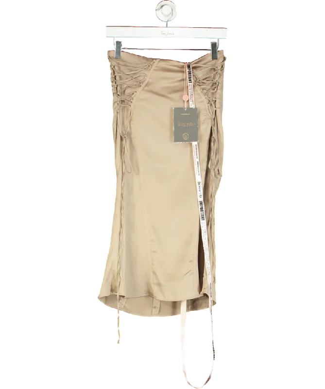 women's mini skirtsHouse of CB Beige Sidonie Satin Lace Up Skirt UK S