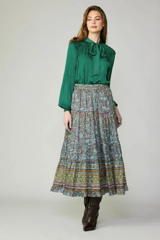 women's cotton skirtsBorder Printed Floral Skirt