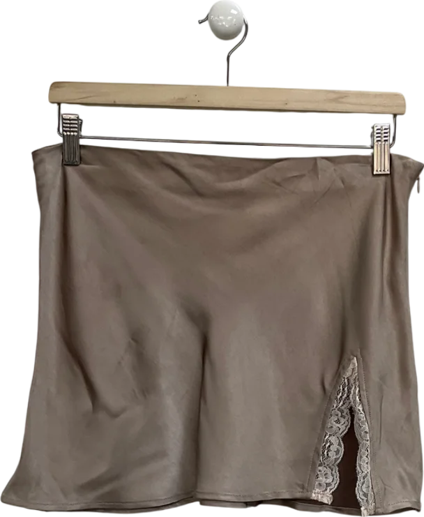 women's tiered skirtsMotelrocks Nude Thelma Satin Mini Skirt In Champsgne UK M