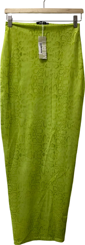 women's floral pleated skirtsMURCI Lime Green Maxi Skirt UK 10