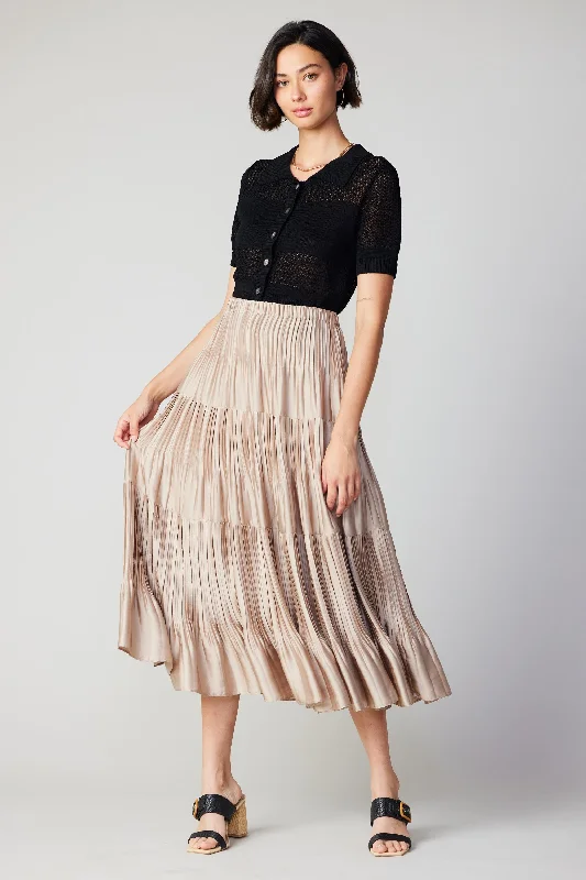 women's chiffon maxi skirtsPleated Tiered Midi Skirt