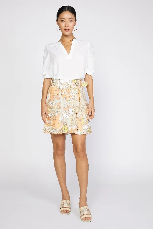 women's satin skirtsScallop Edge Floral Skirt