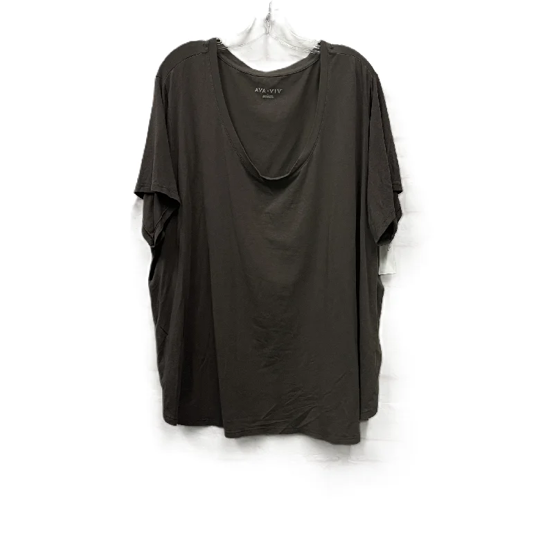 women's tops for those who want to create outfits that reflect their personal style and sense of fashionTop Short Sleeve Basic By Ava & Viv In Brown, Size: 4x