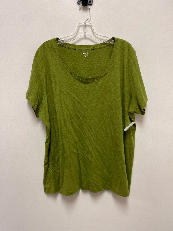 women's tops with sleeveless designsTop Short Sleeve Basic By Eileen Fisher In Green, Size: Xl