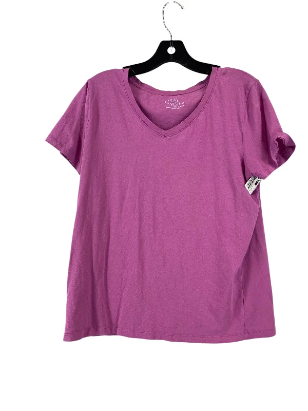 women's tops for creating capsule wardrobesTop Short Sleeve Basic By Time And Tru In Purple, Size: L