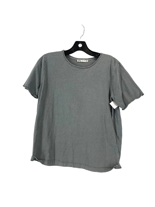 women's tops for those who want to make a fashion statementTop Short Sleeve Basic By Zara In Grey, Size: M