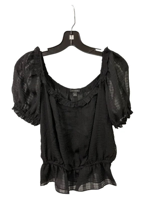 women's tops with spaghetti straps and deep V-necksTop Short Sleeve By Ann Taylor In Black, Size: S