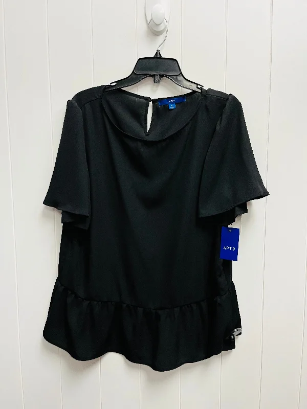 women's tops with unique designsTop Short Sleeve By Apt 9 In Black, Size: Xl