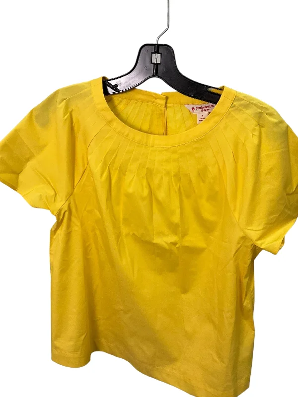 striped women's topsTop Short Sleeve By Brooks Brothers In Yellow, Size: S