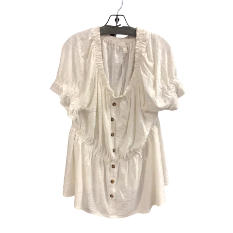 women's tops with flutter sleevesTop Short Sleeve By Cato In White, Size: L