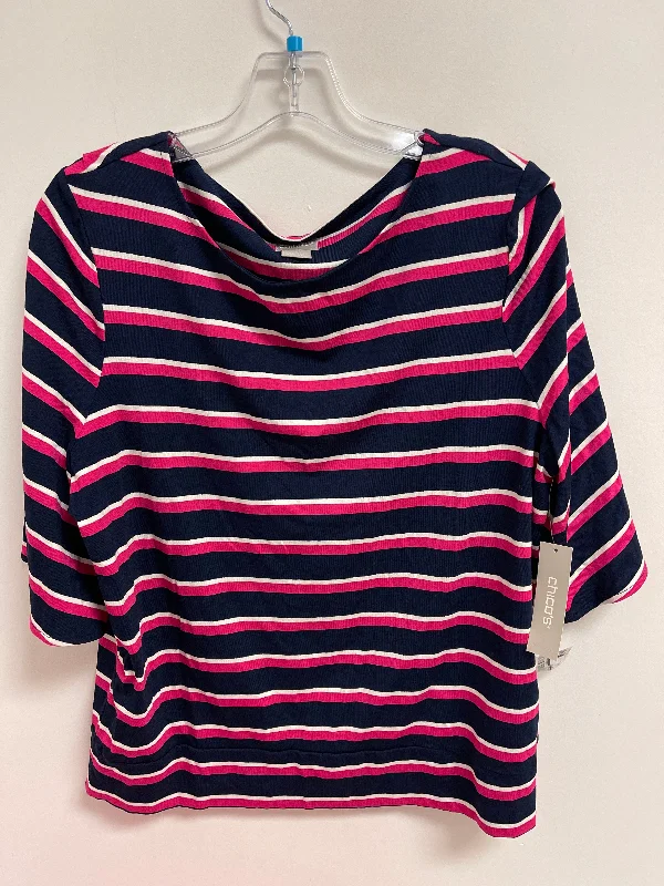 women's tops with unique designsTop Short Sleeve By Chicos In Blue & Pink, Size: L