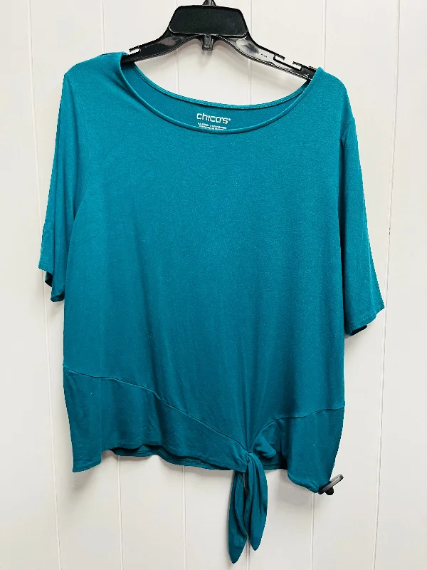 women's tops for those who seek both style and comfortTop Short Sleeve By Chicos In Green, Size: Xl