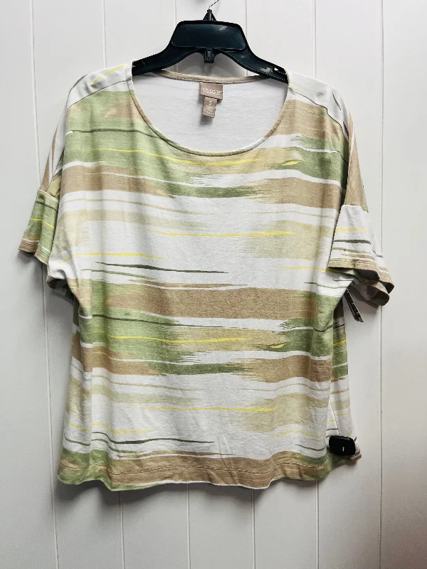 women's tops for summer festivalsTop Short Sleeve By Chicos In Green & Yellow, Size: Xl