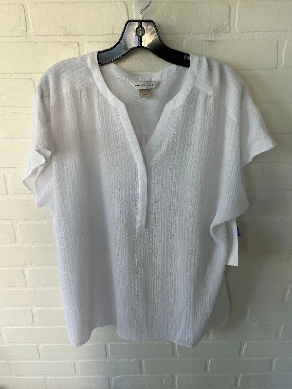 women's tops for business casual attireTop Short Sleeve By Christopher And Banks In White, Size: Xl