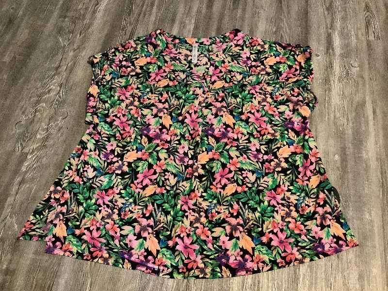 women's tops for summer festivalsTop Short Sleeve By Cmc In Tropical Print, Size: 2x