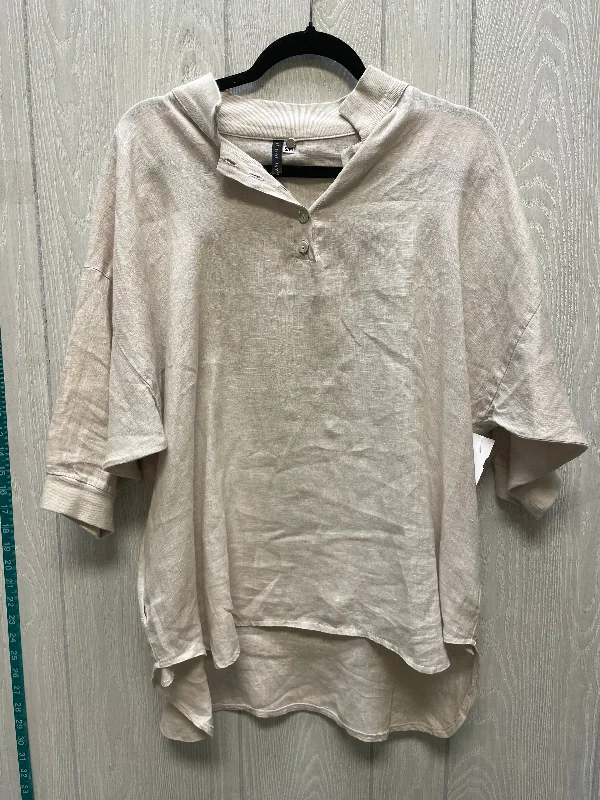 affordable women's topsTop Short Sleeve By Jewel Toffier In Tan, Size: M