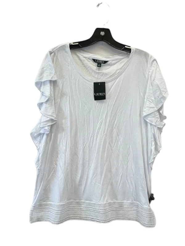 women's tops for wedding guest attireTop Short Sleeve By Lauren By Ralph Lauren In White, Size: Xl