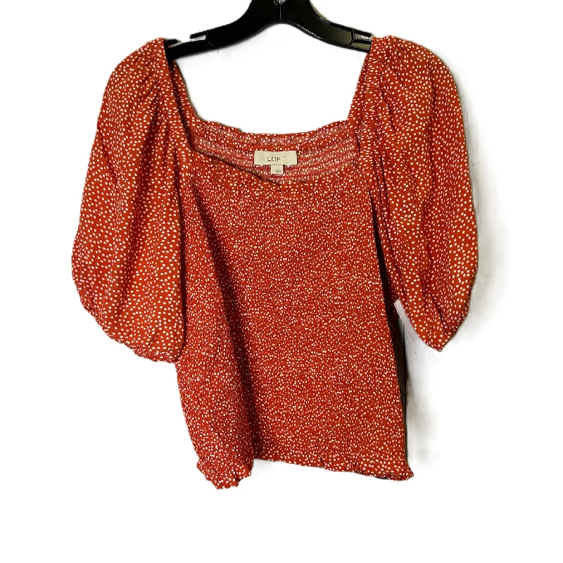 women's tops with cold-shoulder cutsTop Short Sleeve By Loft In Orange, Size: M