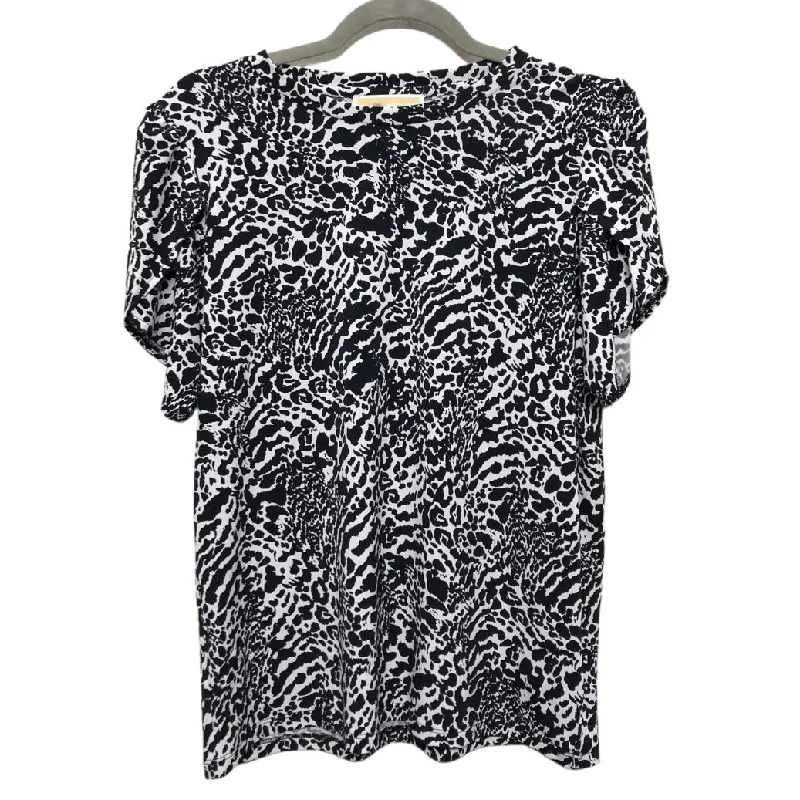 women's tops with ruffled hemsTop Short Sleeve By Michael By Michael Kors In Black & White, Size: S