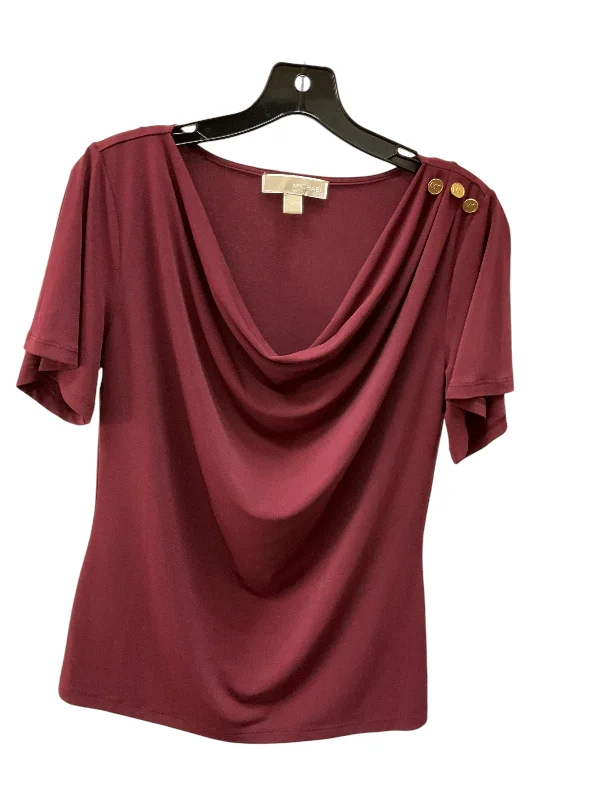 women's tops for business casual attireTop Short Sleeve By Michael By Michael Kors In Maroon, Size: S