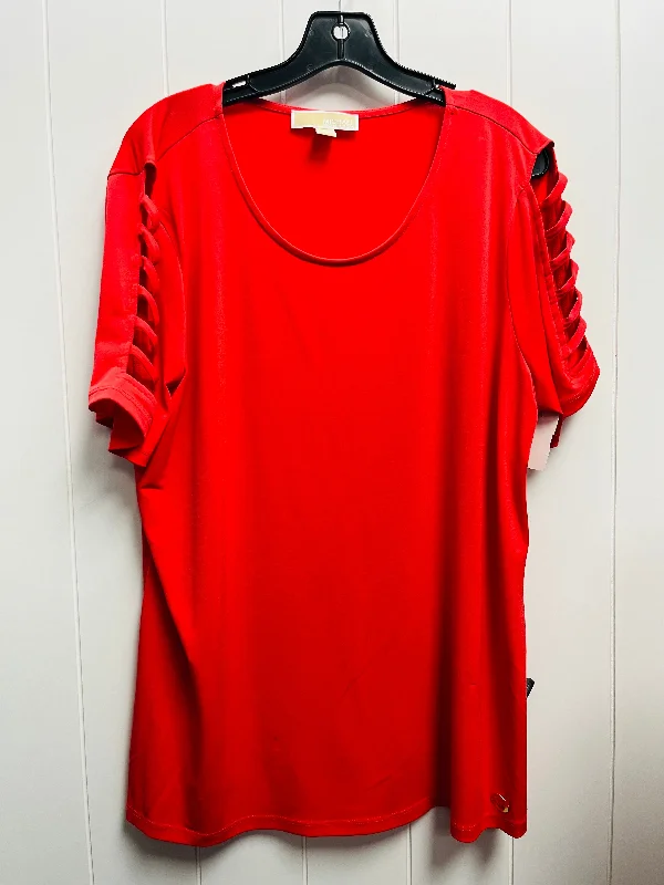 women's tops for business casual attireTop Short Sleeve By Michael By Michael Kors In Red, Size: Xl