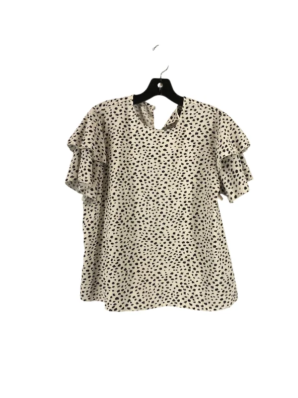 women's tops with embroidery detailsTop Short Sleeve By Shein In Animal Print, Size: L