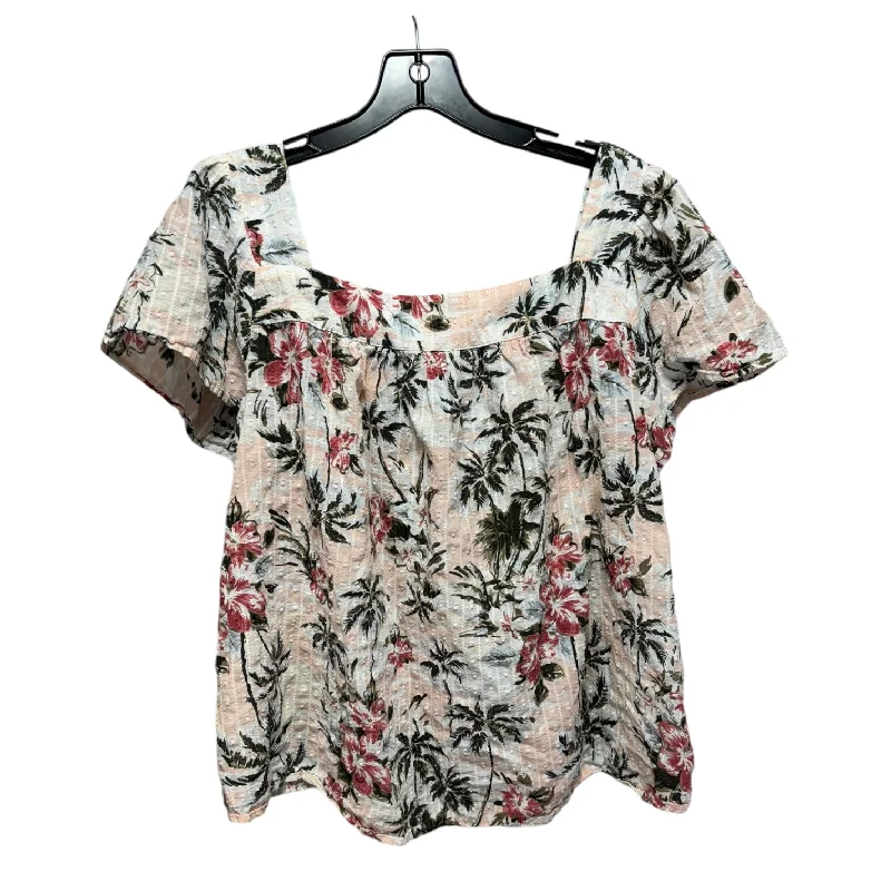 trendy women's topsTop Short Sleeve By Torrid In Floral Print, Size: 2x