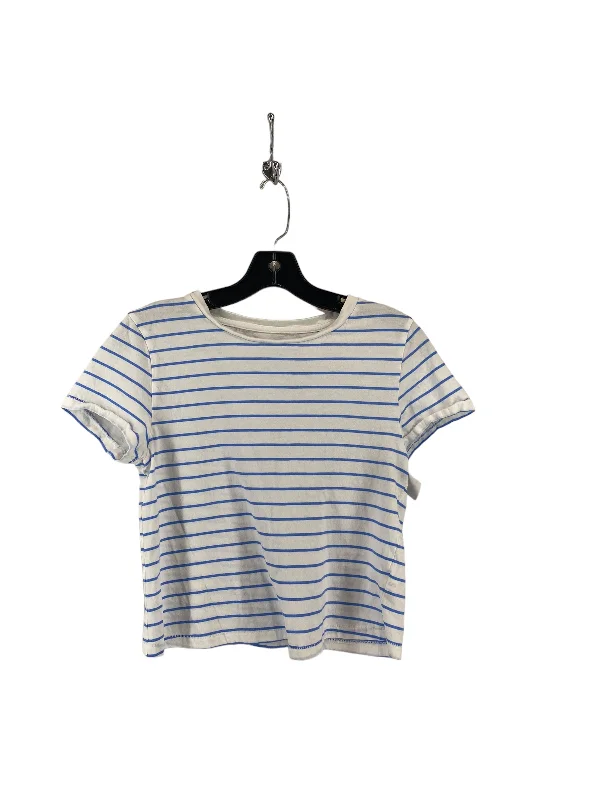 women's tops with asymmetrical designsTop Short Sleeve By Universal Thread In Blue & White, Size: S