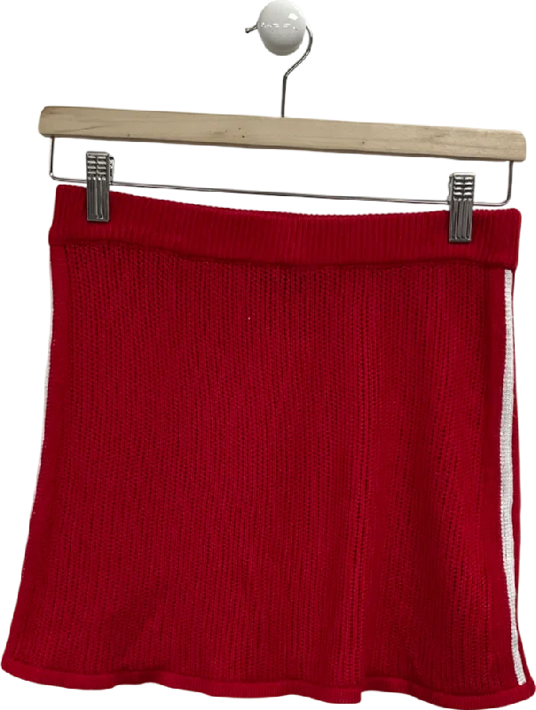 women's cotton skirtsWhite Fox Red Knitted Mini Skirt With White Stripe UK S